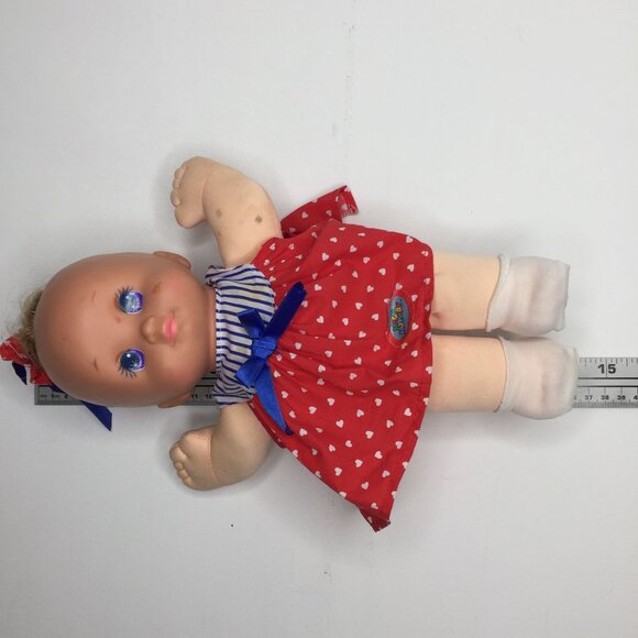 Vintage Magic Nursery Baby Doll Patriotic Red White Blue Stars Stripes Dress Hug - Picture 10 of 11